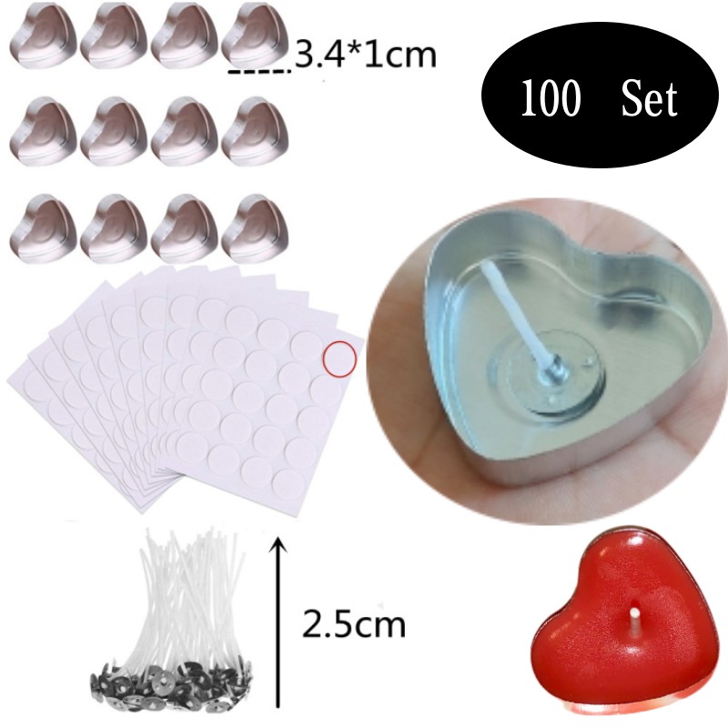Candle Supplies Storage - 100 Sets Heart shaped Empty Aluminum
