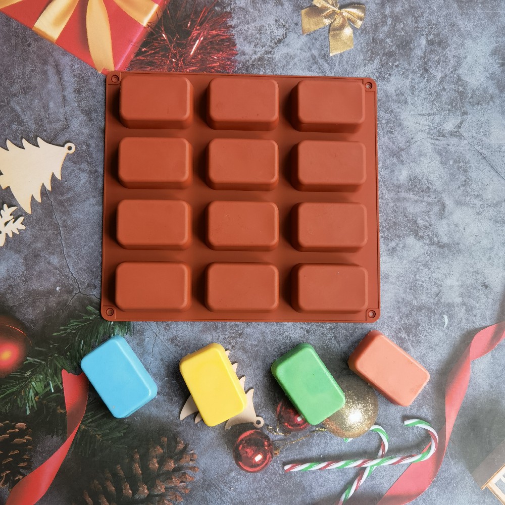 Candle Supplies Storage - 12 Cavity Square Silicone Soap Mold