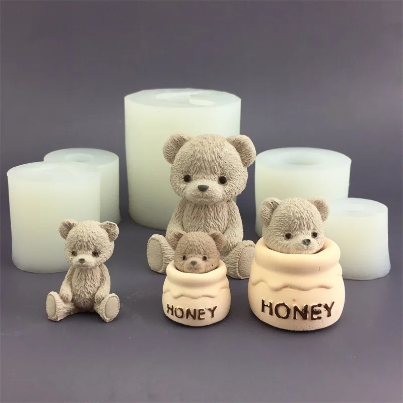Candle Supplies Storage - Cute Bear Honey Jar Silicone Candle