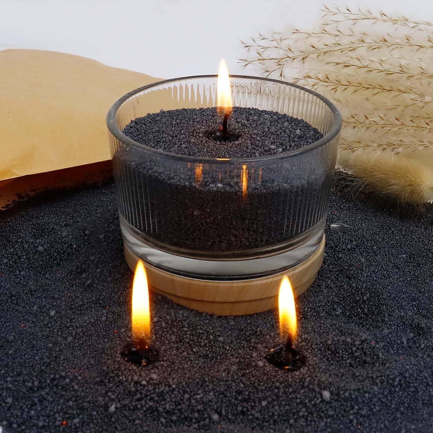 Candle Supplies Storage - Black Candle Sand with Wick, 200g