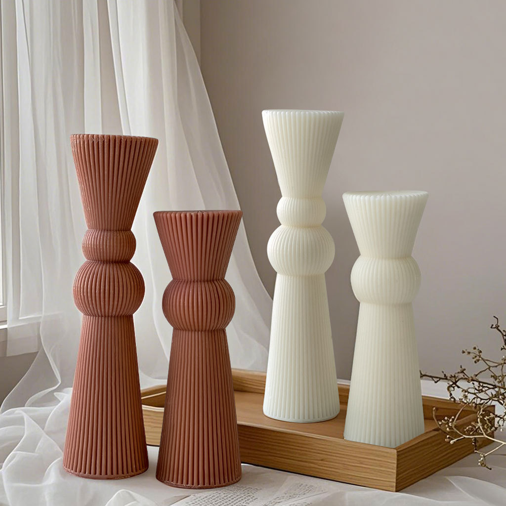 Candle Supplies Storage - DIY Long Rod Striped Pillar Candle