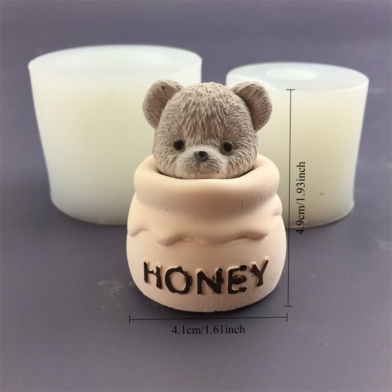 Cute Bear Honey Jar Silicone C - Candle Supplies Storage review and price