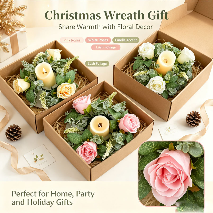 Artificial Rose Wreath Shaped  - Candle Quotes review and price