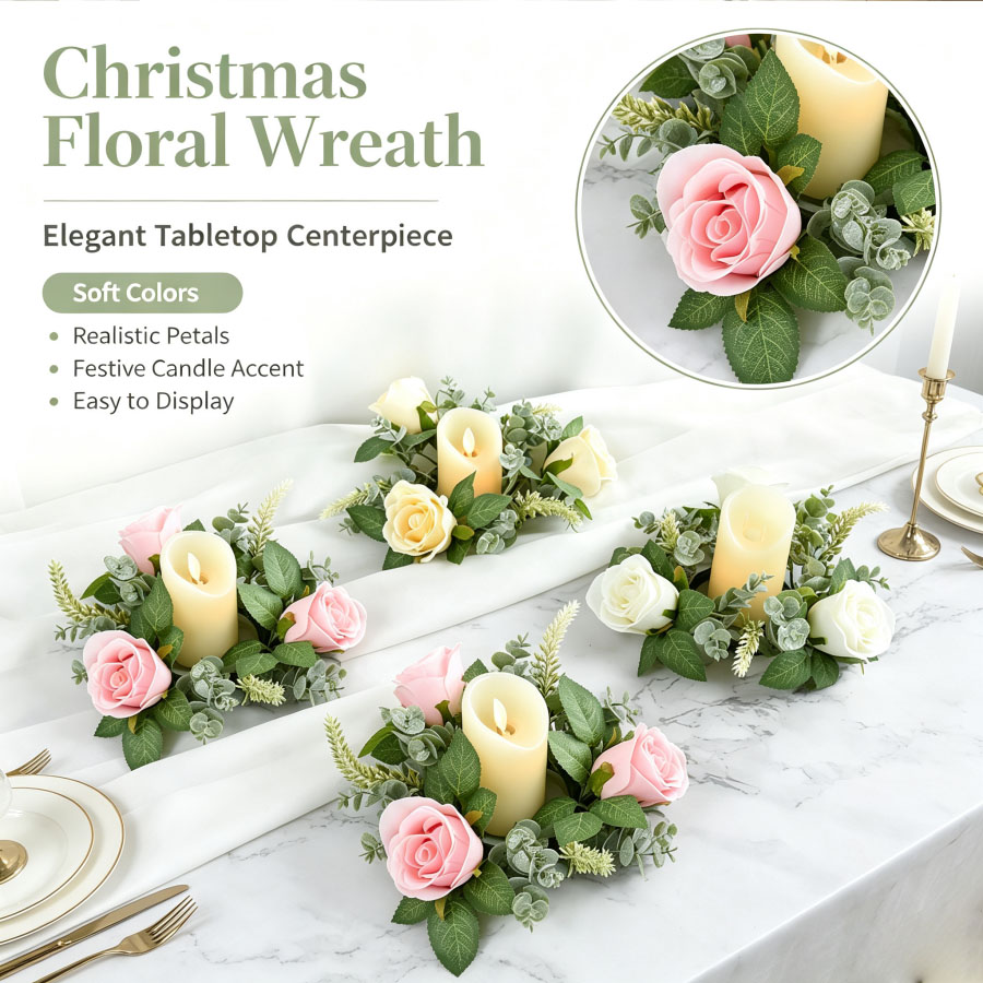 Artificial Rose Wreath Shaped  - Candle Quotes review and price