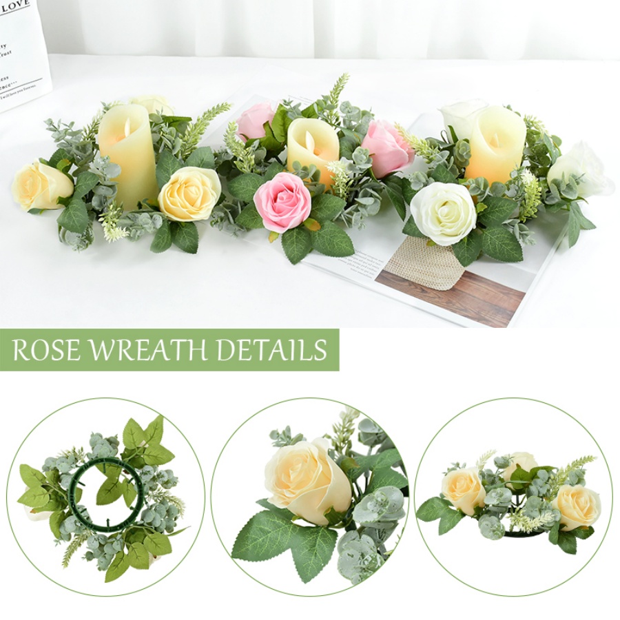 Artificial Rose Wreath Shaped  - Candle Quotes review and price